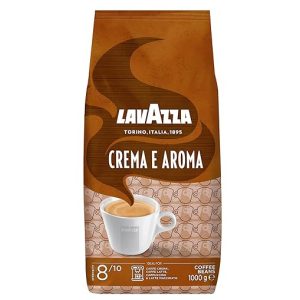 Lavazza, Crema e Aroma, Arabica und Robusta Kaffeebohnen, Ideal für Espressomaschinen, mit Schokoladigen Aromen, Reicher und Vollmundiger Geschmack, Intensität 8/10, Mittlere Röstung, 1 kg Packung
