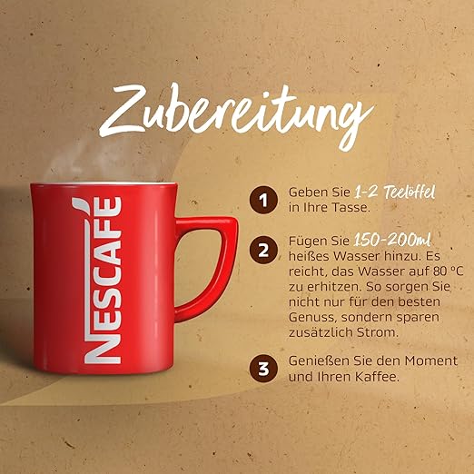 NESCAFE NESCAFÉ CLASSIC Crema, löslicher Bohnenkaffee aus mitteldunkel gerösteten Kaffeebohnen, kräftiger Instant-Kaffee mit samtiger Crema, koffeinhaltig, 1er Pack, 200g – Bild 4