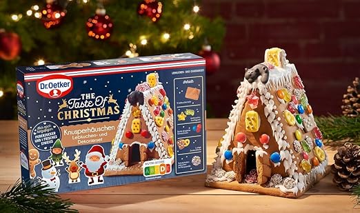 Dr. Oetker Knusper-Häuschen, Lebkuchenhaus und Dekorierset zum Basteln und Verzieren für die Weihnachtszeit- 1 x 403 g