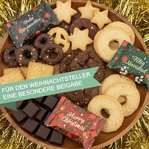 FOOD Crew 12x Weihnachtsglückskekse mit Spekulatius Geschmack - Glückskekse Weihnachten - Süßigkeiten Weihnachten - Gebäck Einzeln Verpackt mit deutschen Sprüchen - Vegan - Made in Germany – Bild 6
