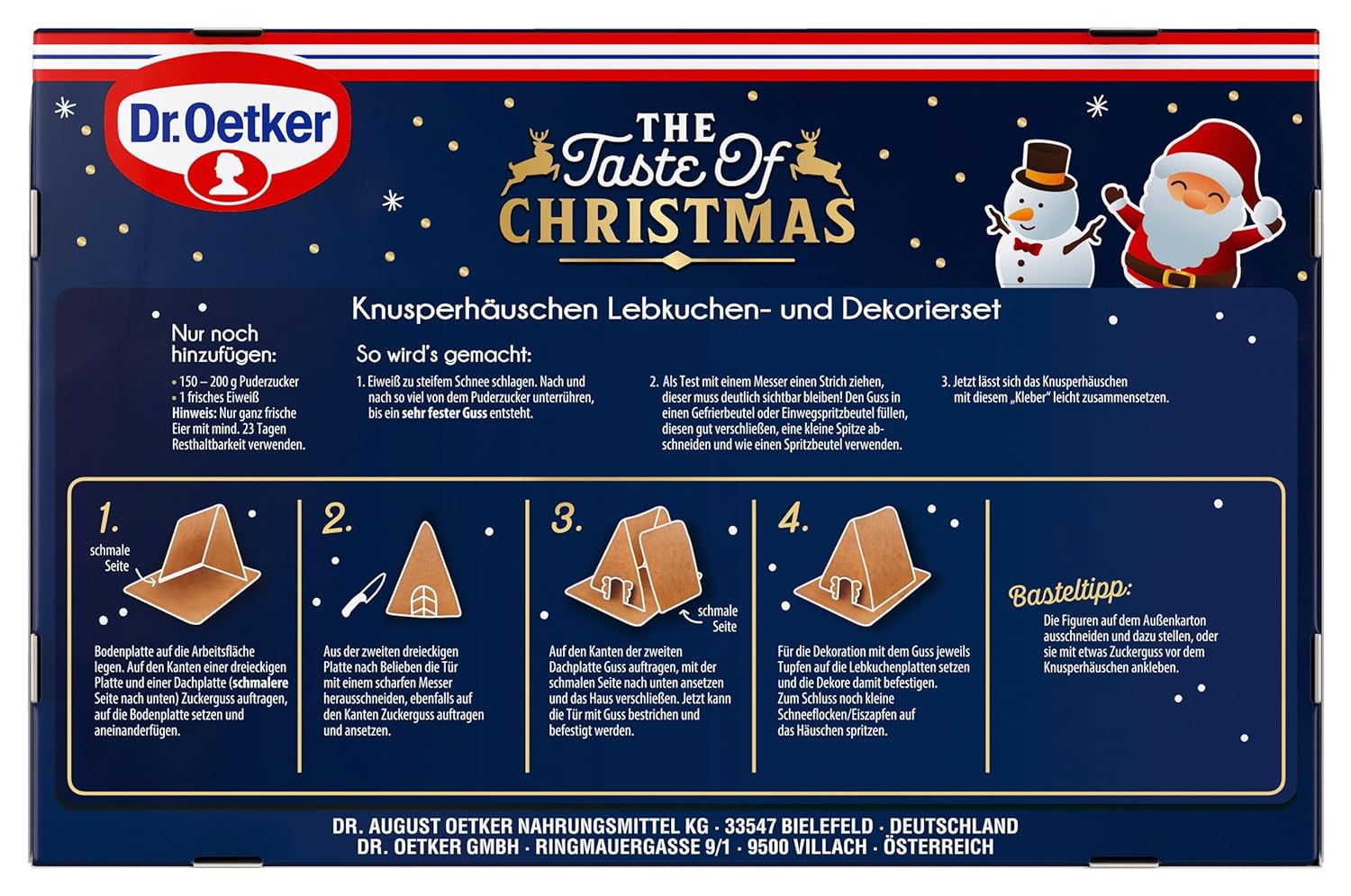 Dr. Oetker Knusper-Häuschen, Lebkuchenhaus und Dekorierset zum Basteln und Verzieren für die Weihnachtszeit- 1 x 403 g – Bild 6