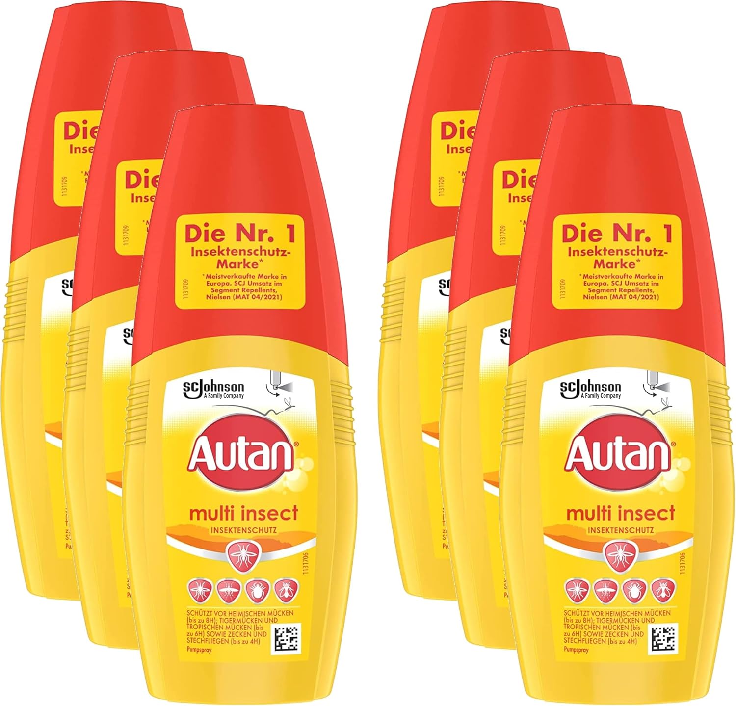 Autan Multi Insect Pumpspray, Multi-Insektenschutz vor Mücken, Stechfliegen und Zecken, 6er Pack (6 x 100 ml)