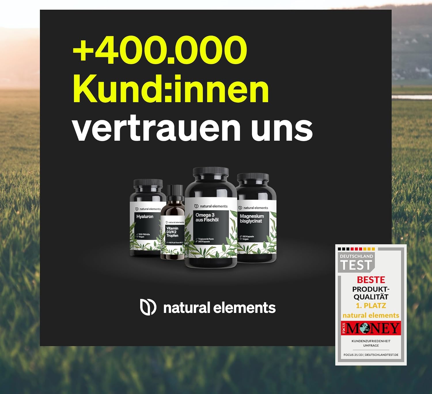 natural elements Magnesium Komplex - Premium: Aus 5 hochwertigen Verbindungen - 400mg elementares Magnesium pro Tagesdosis - Laborgeprüft, vegan, hochdosiert – Bild 3