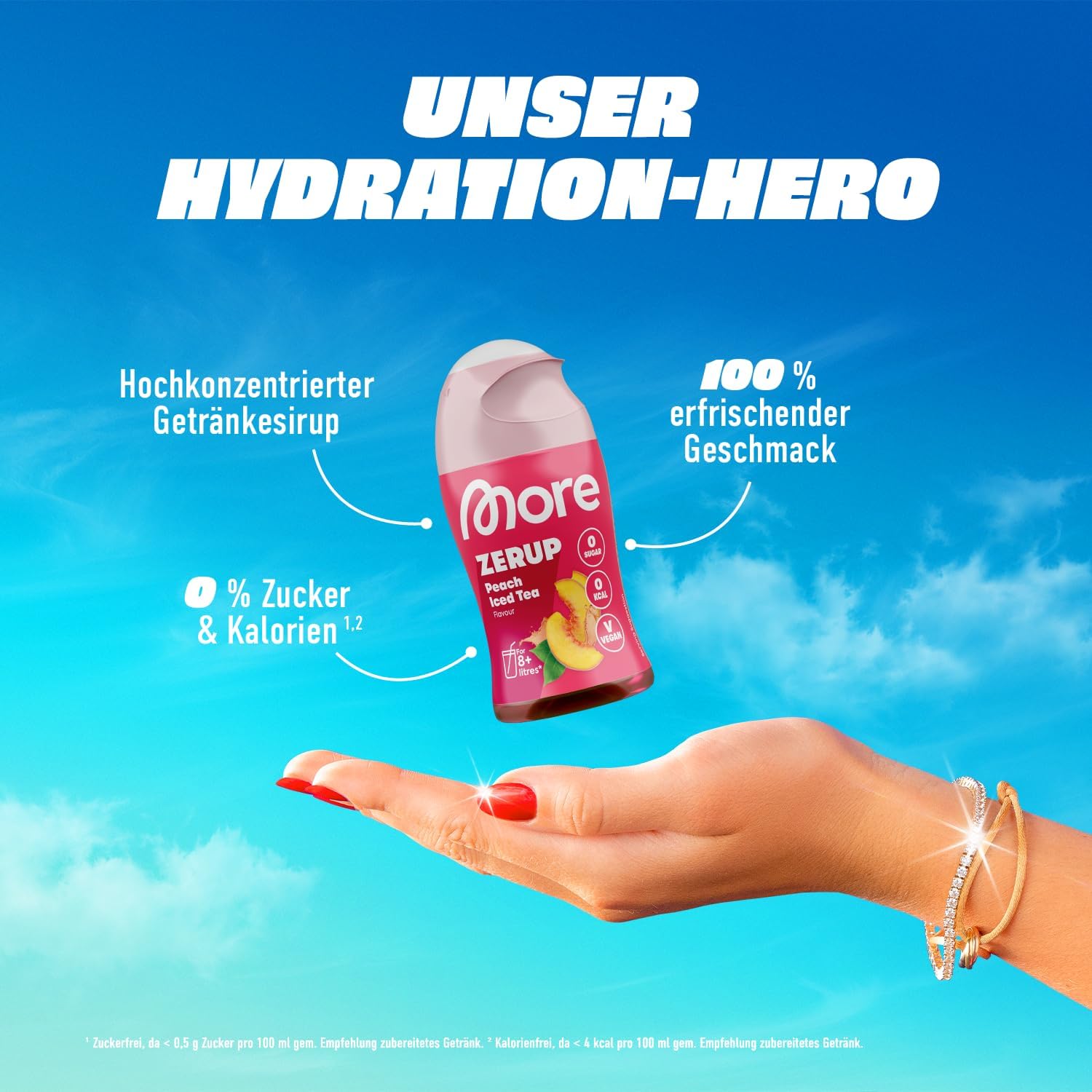 MORE Zerup, Lemon Iced Tea, 65 ml, für bis zu 8 l Fertiggetränk, zuckerfreier Sirup mit u.a. echten Fruchtextrakten, vegan, zero Kalorien - made in Germany – Bild 4