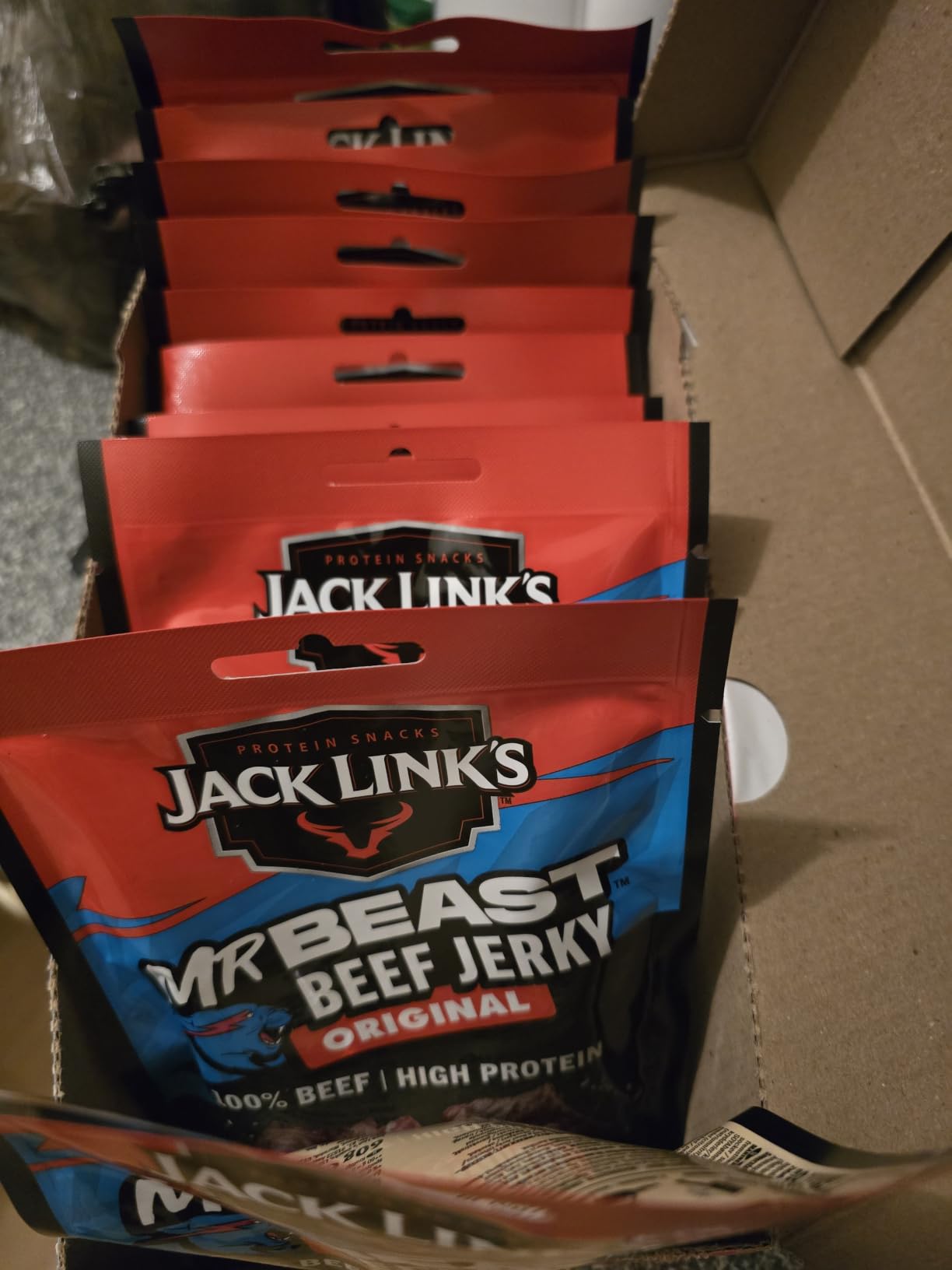 Jack Link’s Beef Jerky Original - MrBeast Edition - 12er Pack (12 x 25g) High Protein Snack - Protein Snack für Fitness, Gym & Outdoor - Amerikanisches Trockenfleisch aus Rind – Bild 2