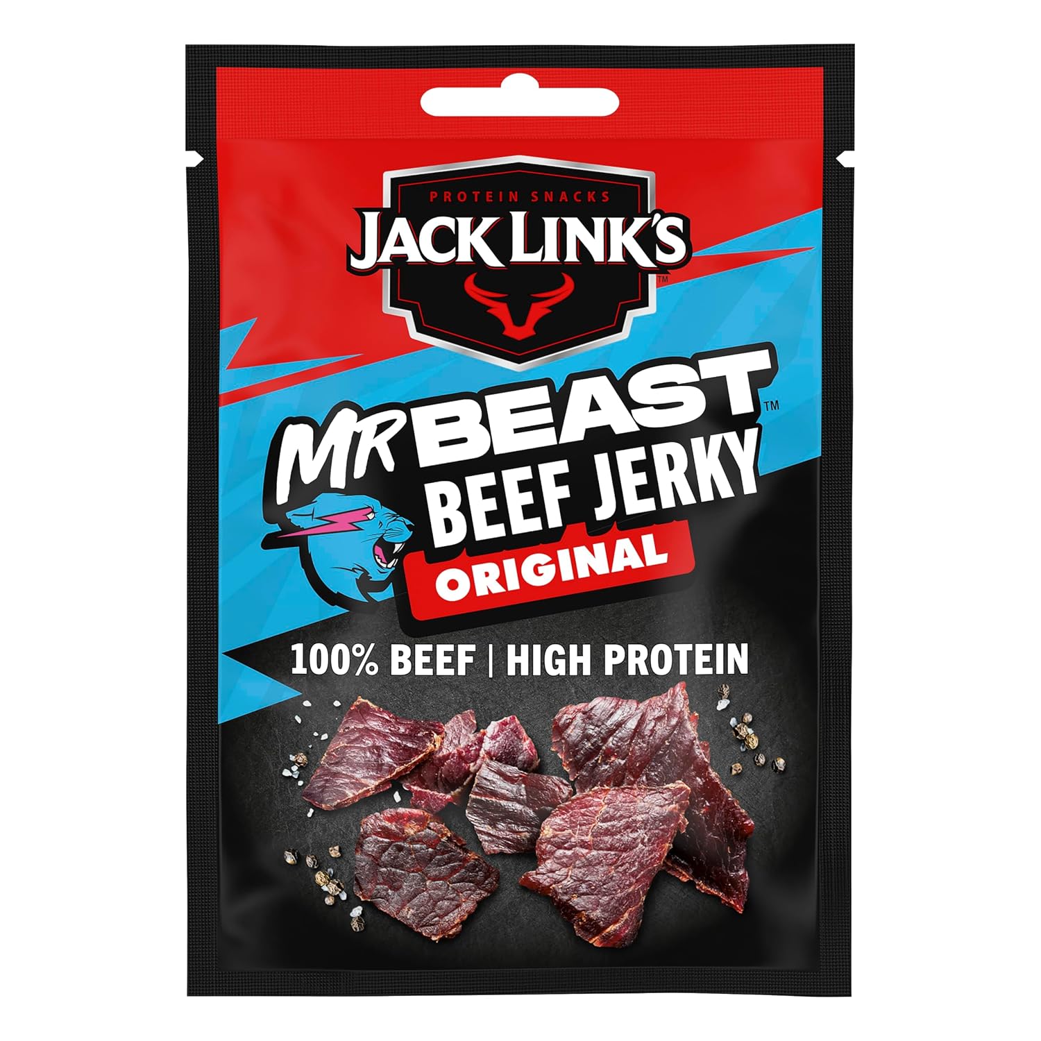 Jack Link’s Beef Jerky Original - MrBeast Edition - 12er Pack (12 x 25g) High Protein Snack - Protein Snack für Fitness, Gym & Outdoor - Amerikanisches Trockenfleisch aus Rind – Bild 5