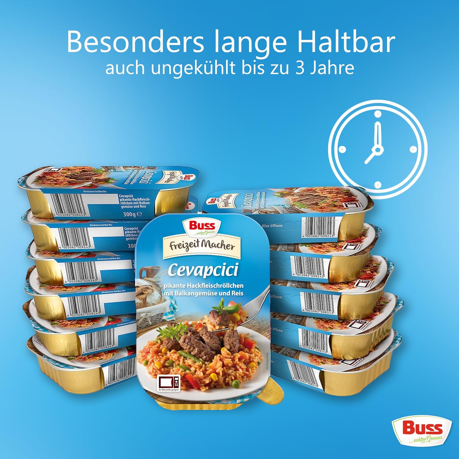 Buss Freizeitmacher Cevapcici mit Reis und Gemüse vom Balkan, 12 x 300g Fertiggerichte zum Aufwärmen in Mikrowelle & Topf - Schnell & Einfach Zubereitet – Bild 4