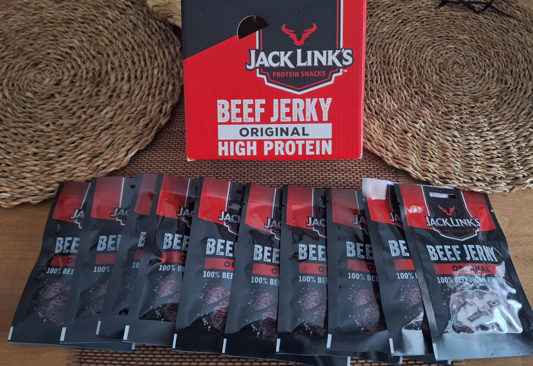 Jack Link’s Beef Jerky Original - MrBeast Edition - 12er Pack (12 x 25g) High Protein Snack - Protein Snack für Fitness, Gym & Outdoor - Amerikanisches Trockenfleisch aus Rind – Bild 3