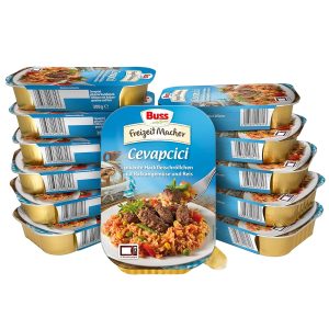 Buss Freizeitmacher Cevapcici mit Reis und Gemüse vom Balkan, 12 x 300g Fertiggerichte zum Aufwärmen in Mikrowelle & Topf - Schnell & Einfach Zubereitet